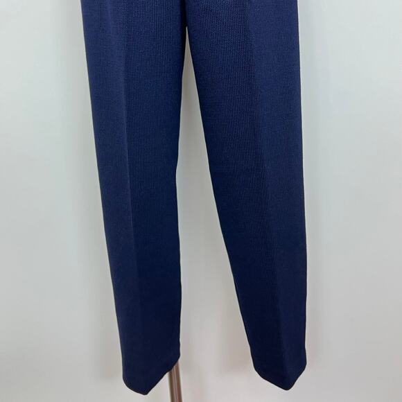 St. John Basics Santana Knit Pants Navy Blue Cropped Wide Leg Pleated | Size: 12 - Picture 4 of 8